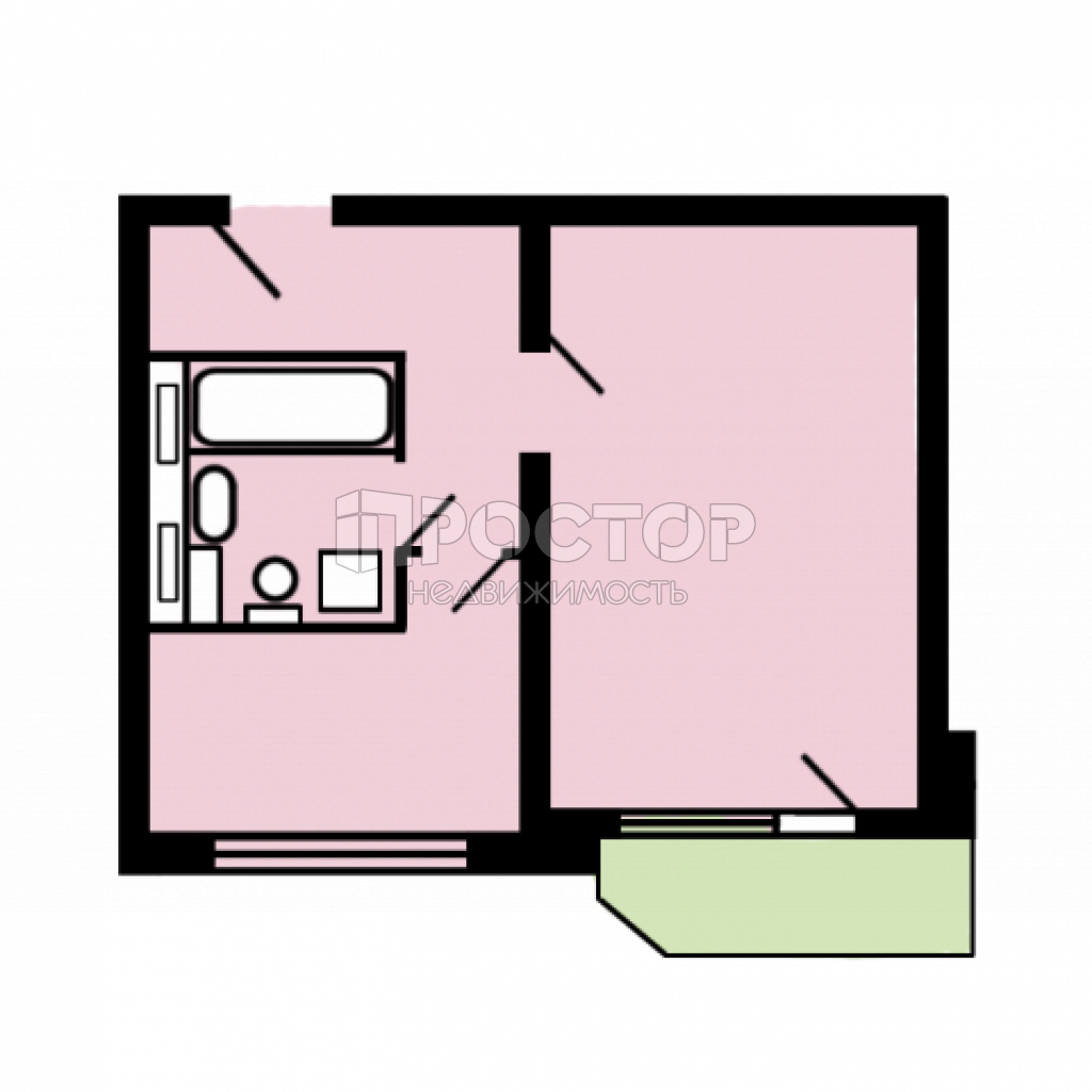 1-комнатная квартира, 39 м² - фото 10