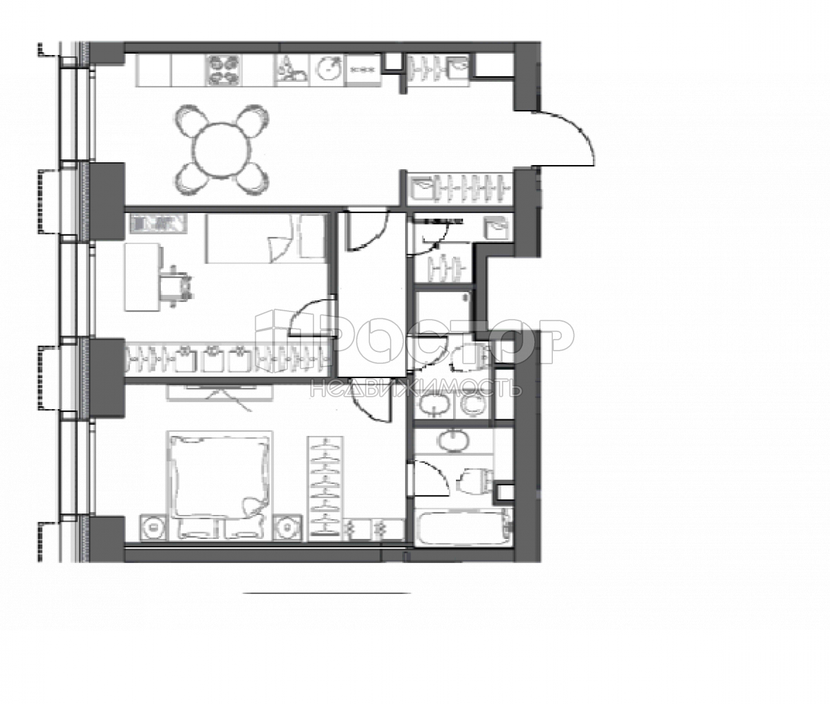 2-комнатная квартира, 56.8 м² - фото 8