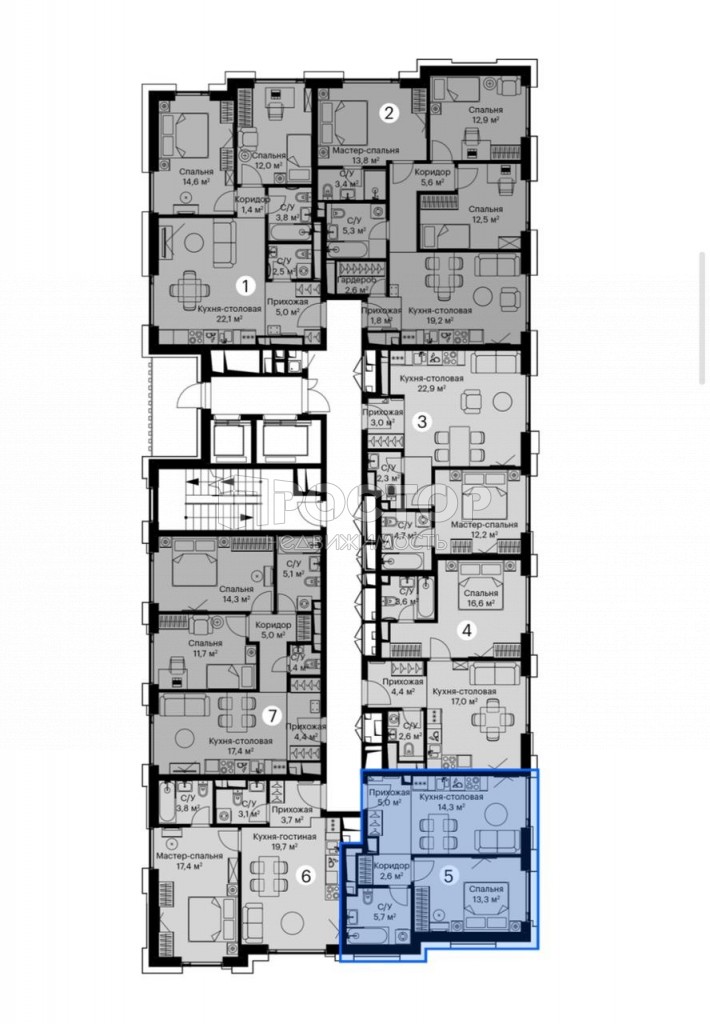 1-комнатная квартира, 40.9 м² - фото 3