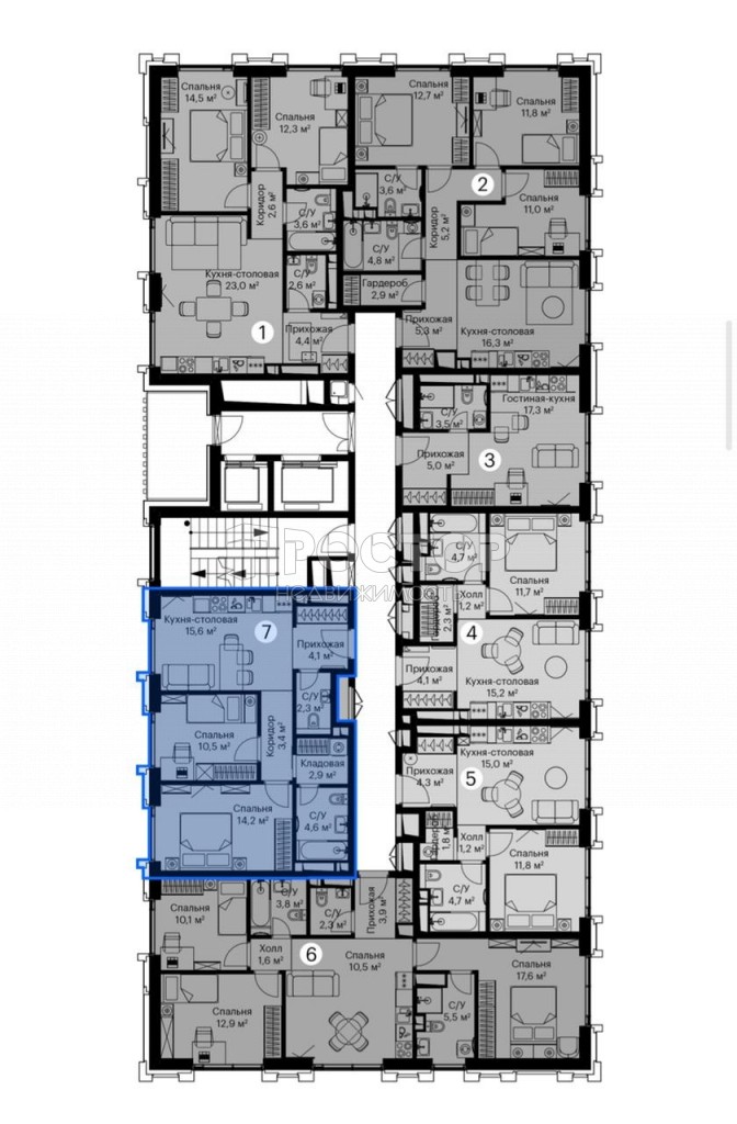 3-комнатная квартира, 57.6 м² - фото 3