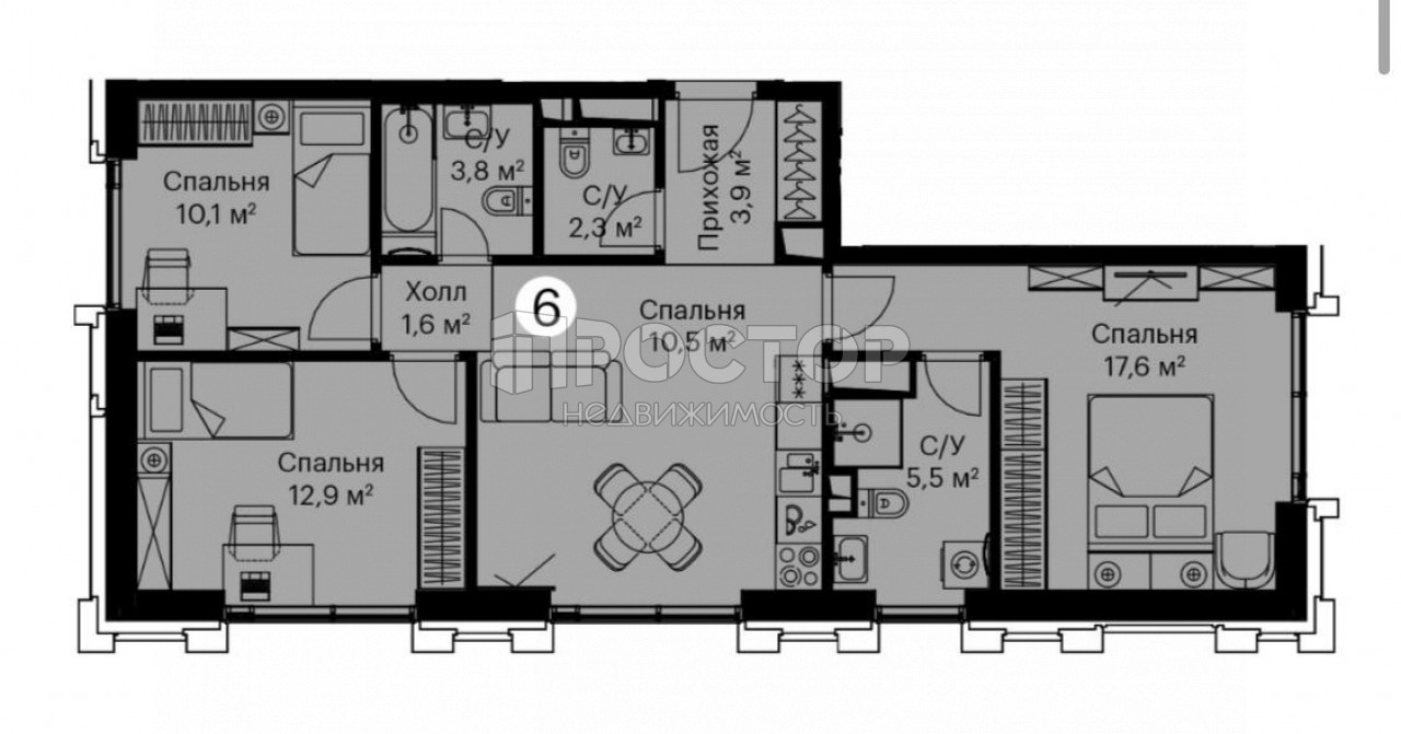 3-комнатная квартира, 76.4 м² - фото 2