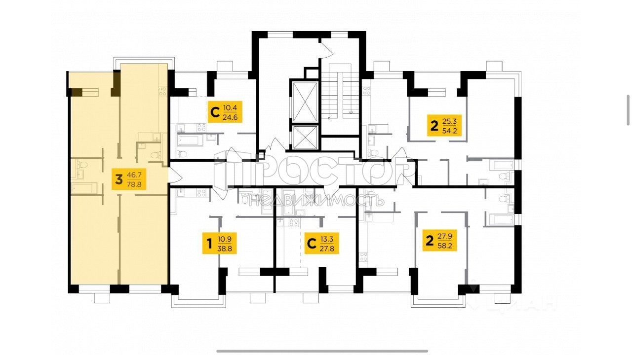 3-комнатная квартира, 78.8 м² - фото 3