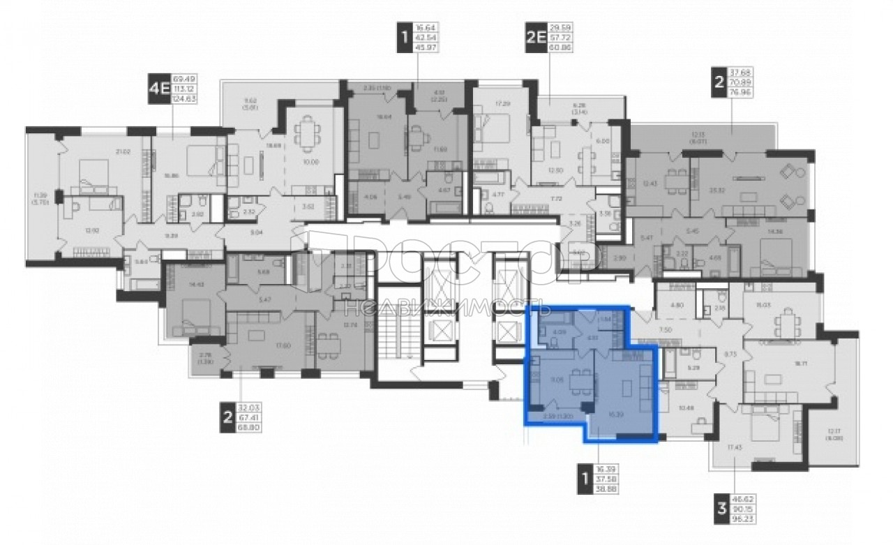 1-комнатная квартира, 38.88 м² - фото 6