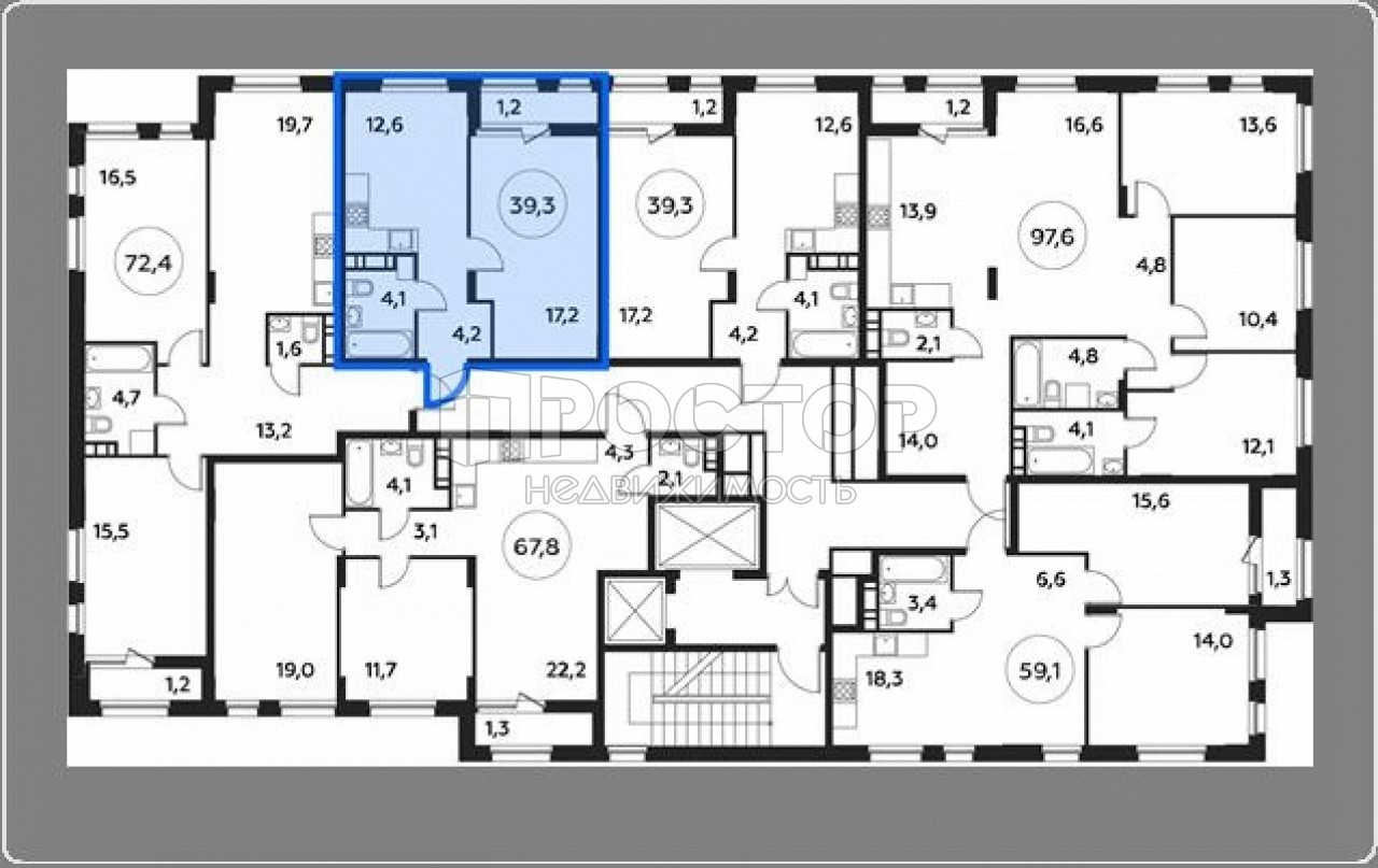 1-комнатная квартира, 39.3 м² - фото 3