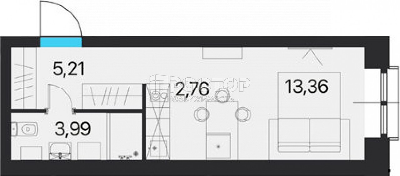 Студия, 25.32 м² - фото 4