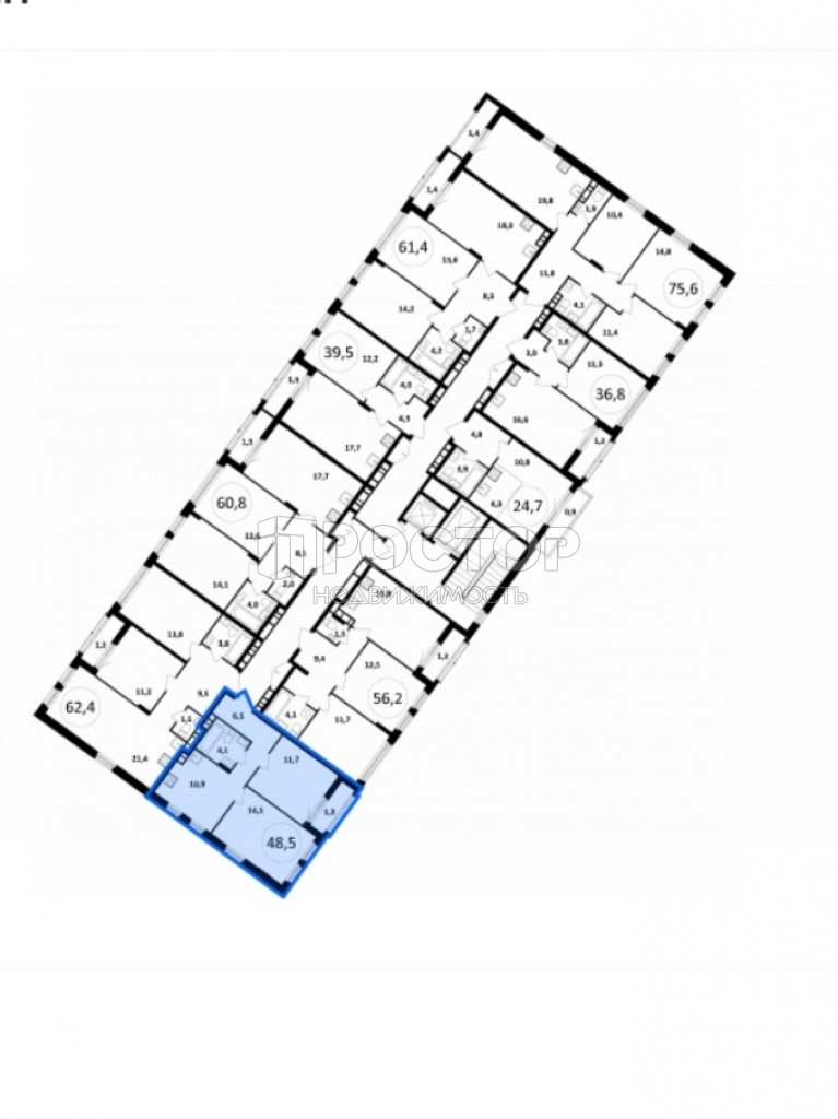 2-комнатная квартира, 48.5 м² - фото 3