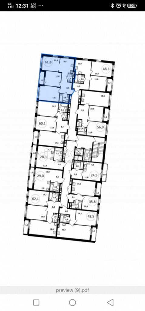 3-комнатная квартира, 61.8 м² - фото 3