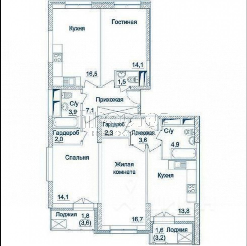 3-комнатная квартира, 106.4 м² - фото 7