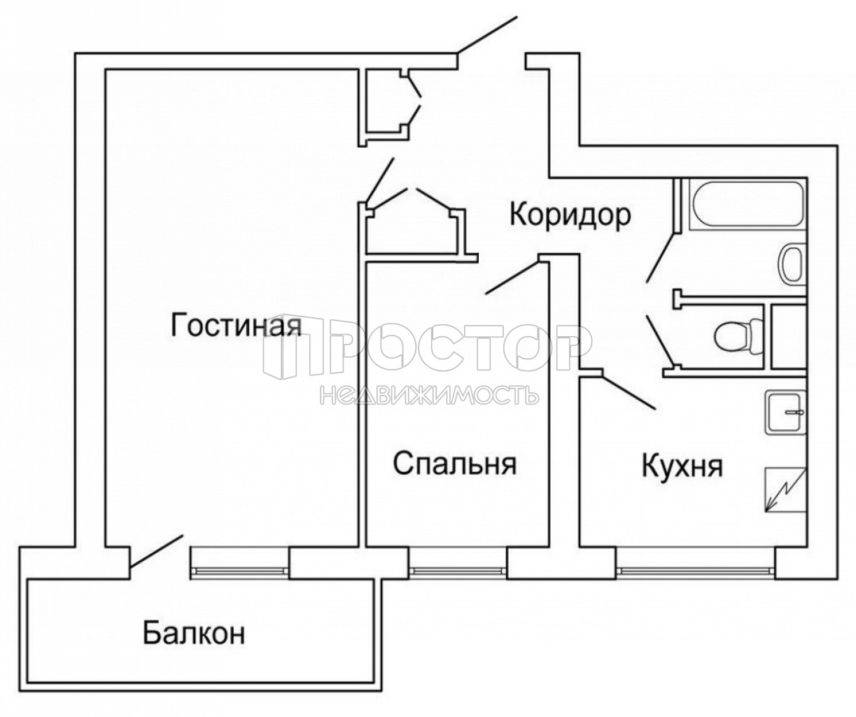 2-комнатная квартира, 45 м² - фото 9