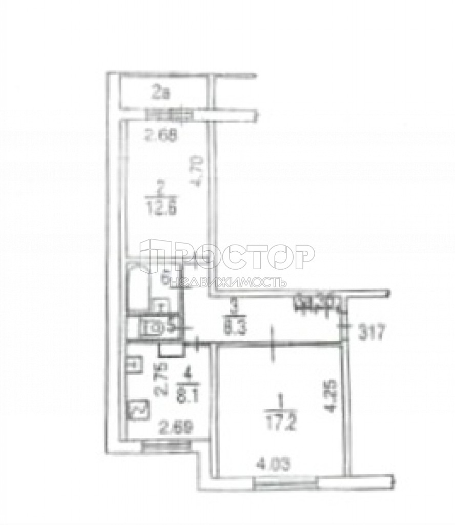 2-комнатная квартира, 50.7 м² - фото 3