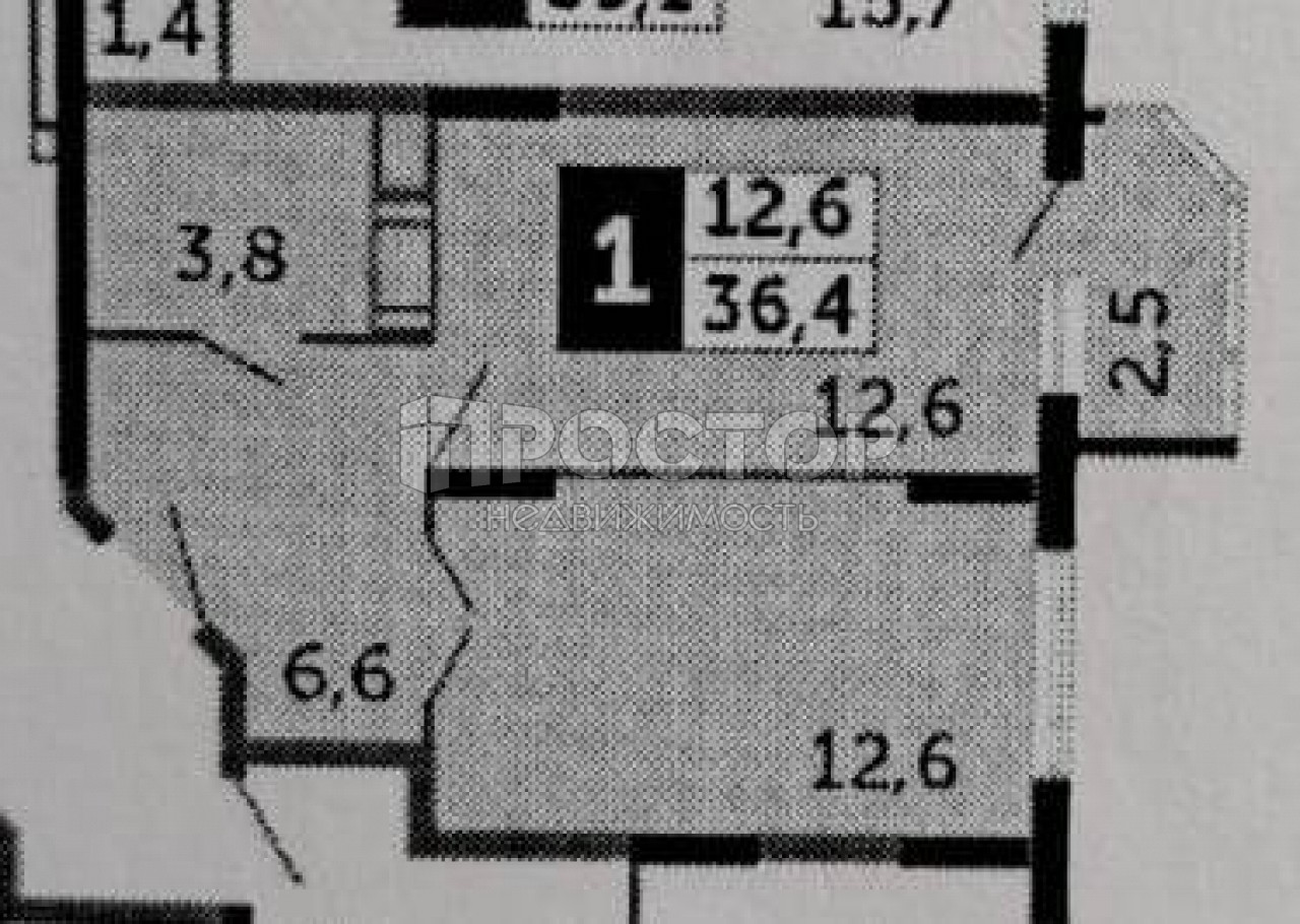 1-комнатная квартира, 36.4 м² - фото 9