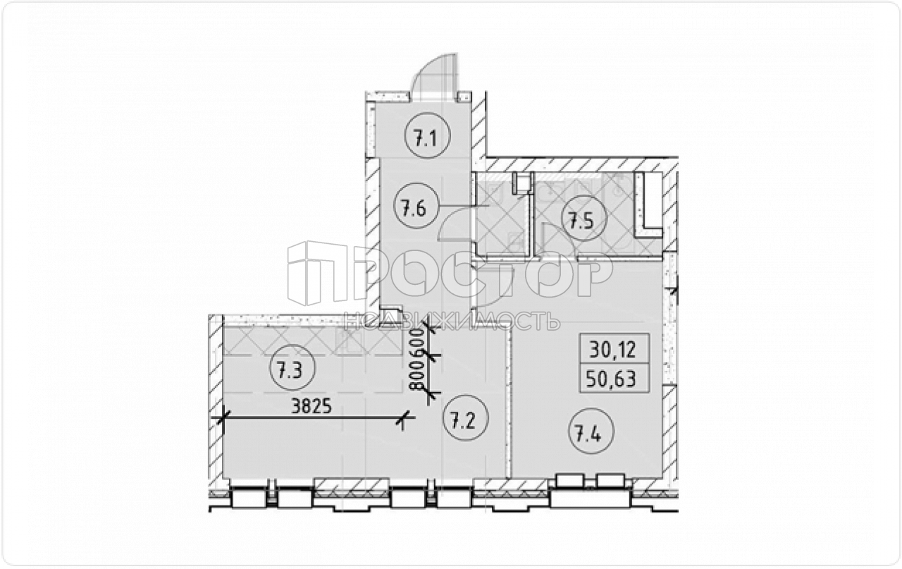 2-комнатная квартира, 50.63 м² - фото 6