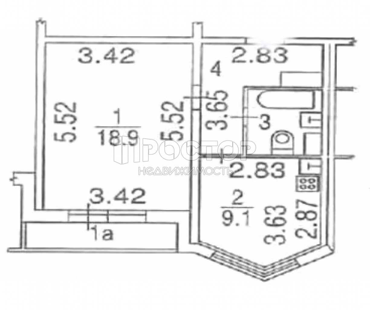 1-комнатная квартира, 36.9 м² - фото 3