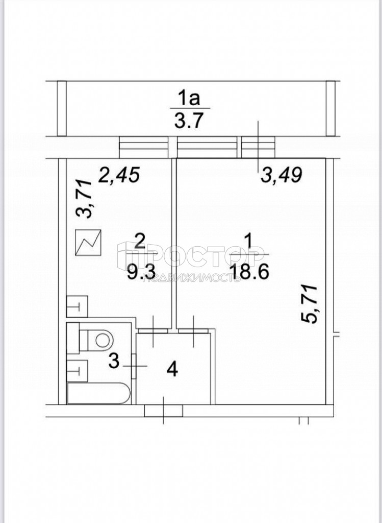 1-комнатная квартира, 33.6 м² - фото 20