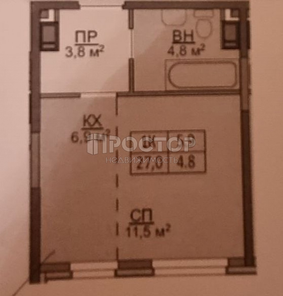 Студия, 27 м² - фото 2