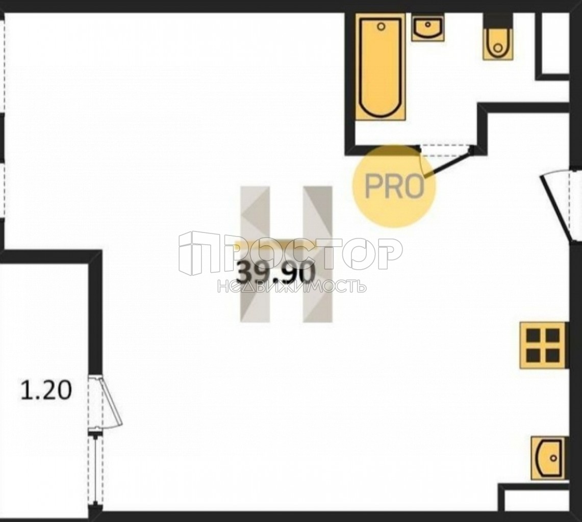 2-комнатная квартира, 39.9 м² - фото 4