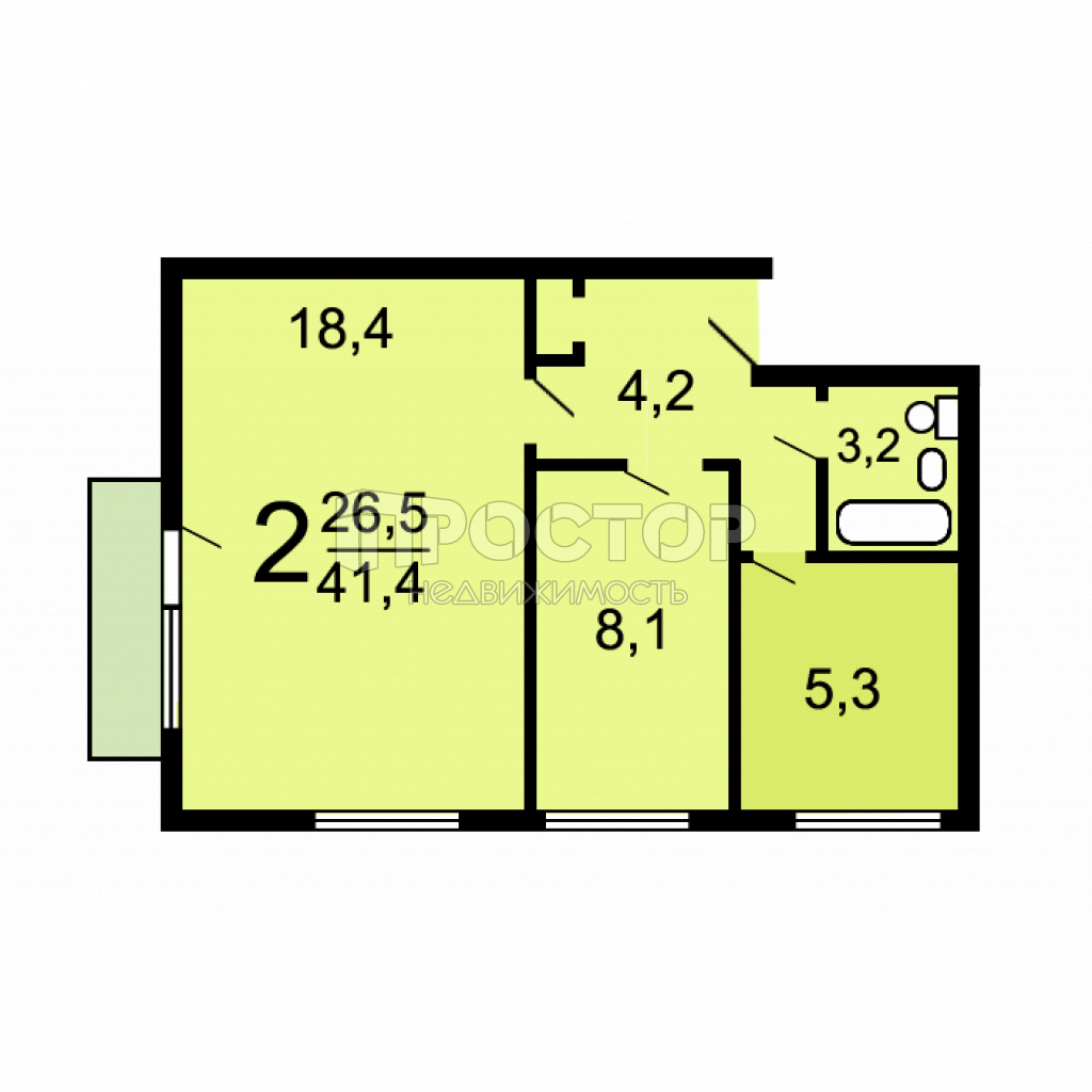 2-комнатная квартира, 42 м² - фото 11