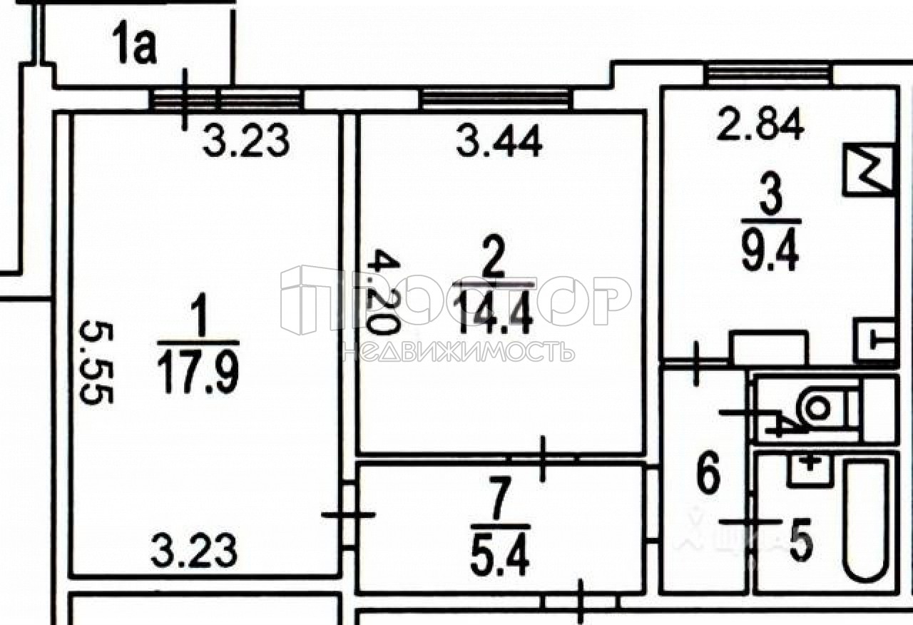 2-комнатная квартира, 53.9 м² - фото 13