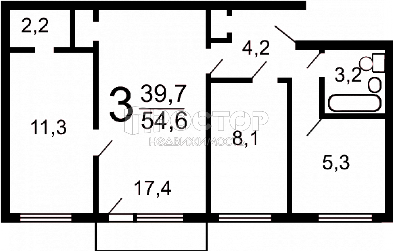 3-комнатная квартира, 55.1 м² - фото 10