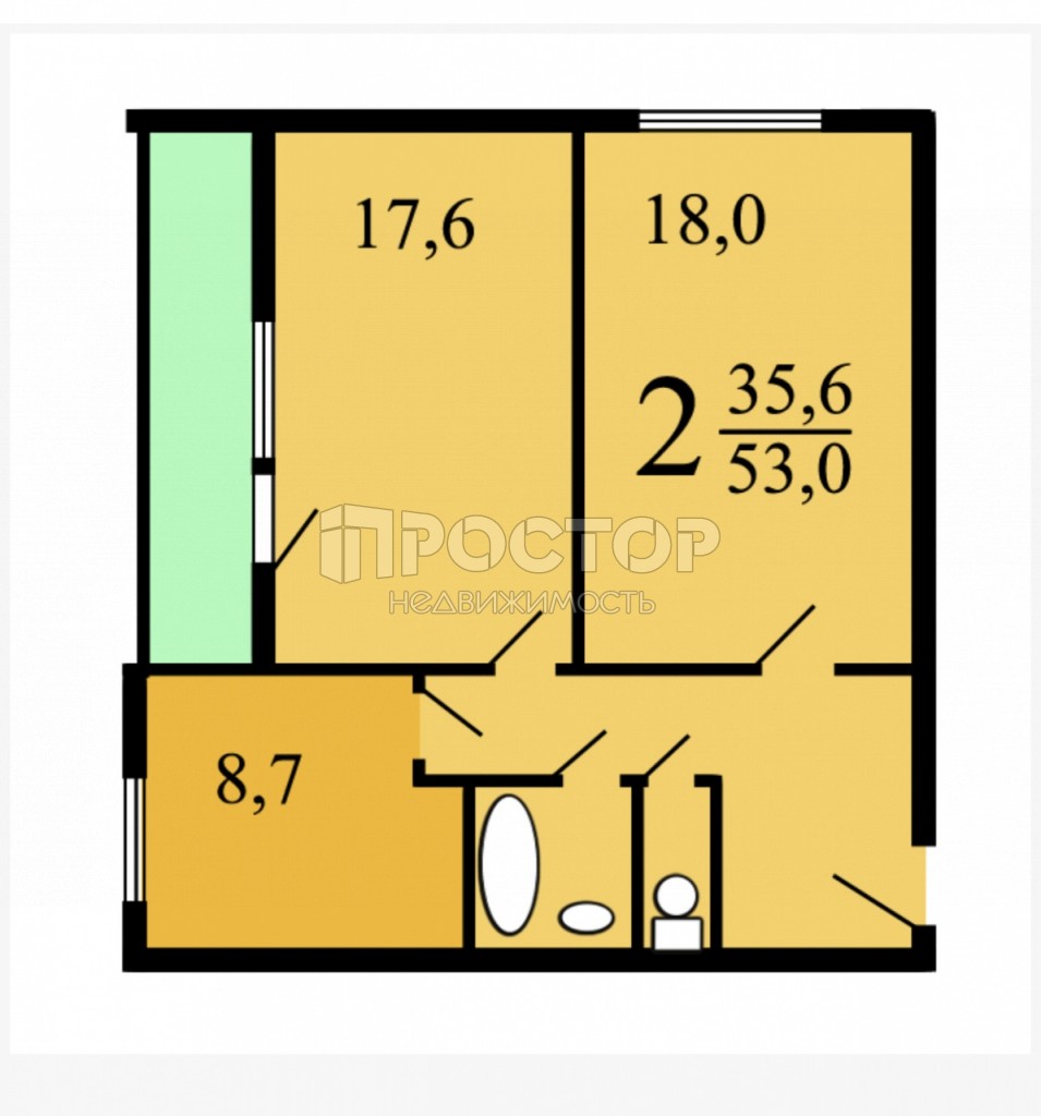 2-комнатная квартира, 53 м² - фото 17