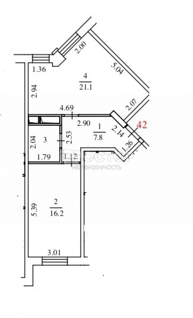 1-комнатная квартира, 48.8 м² - фото 6