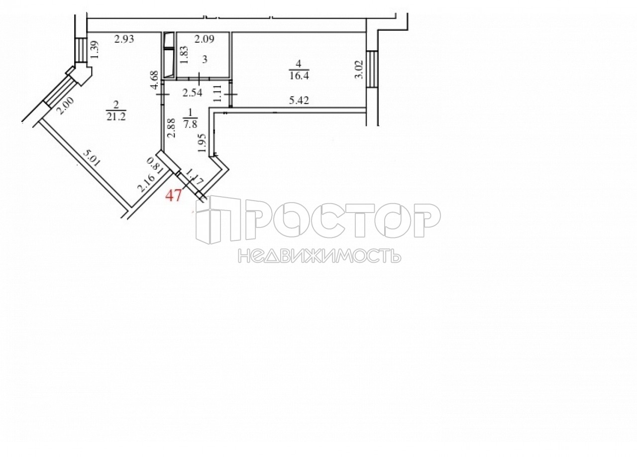 1-комнатная квартира, 49.4 м² - фото 5