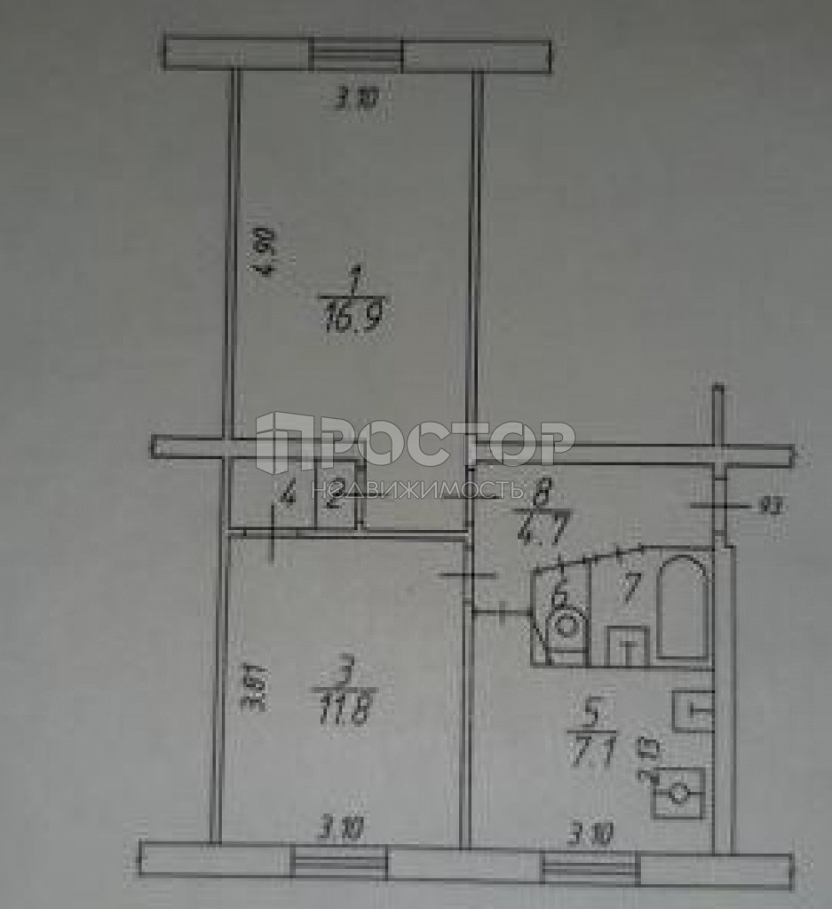 2-комнатная квартира, 41.5 м² - фото 2