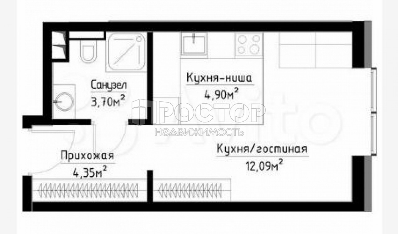 Студия, 24.7 м² - фото 11