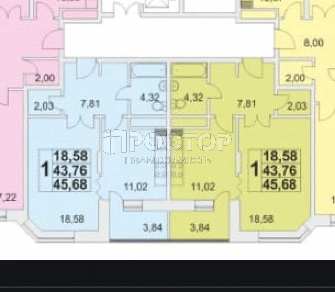 1-комнатная квартира, 45.7 м² - фото 7