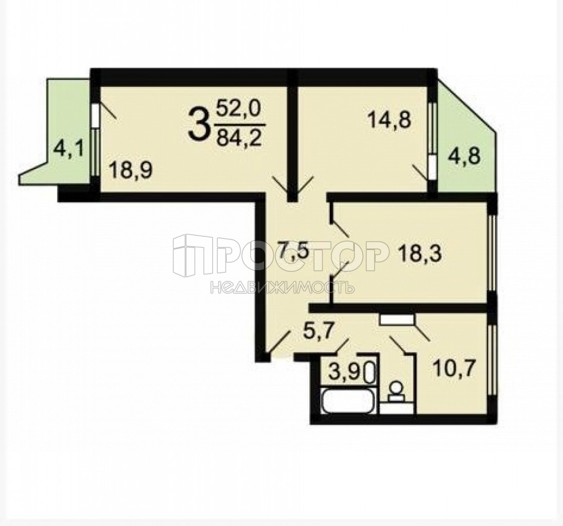 3-комнатная квартира, 86 м² - фото 15