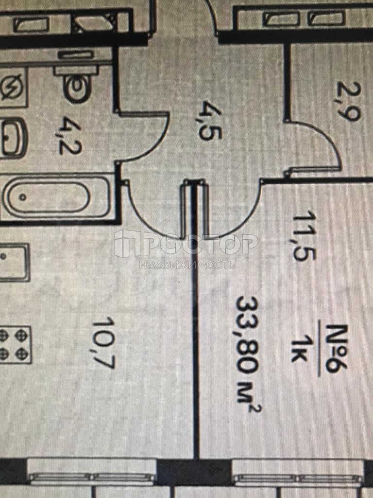 1-комнатная квартира, 34 м² - фото 17