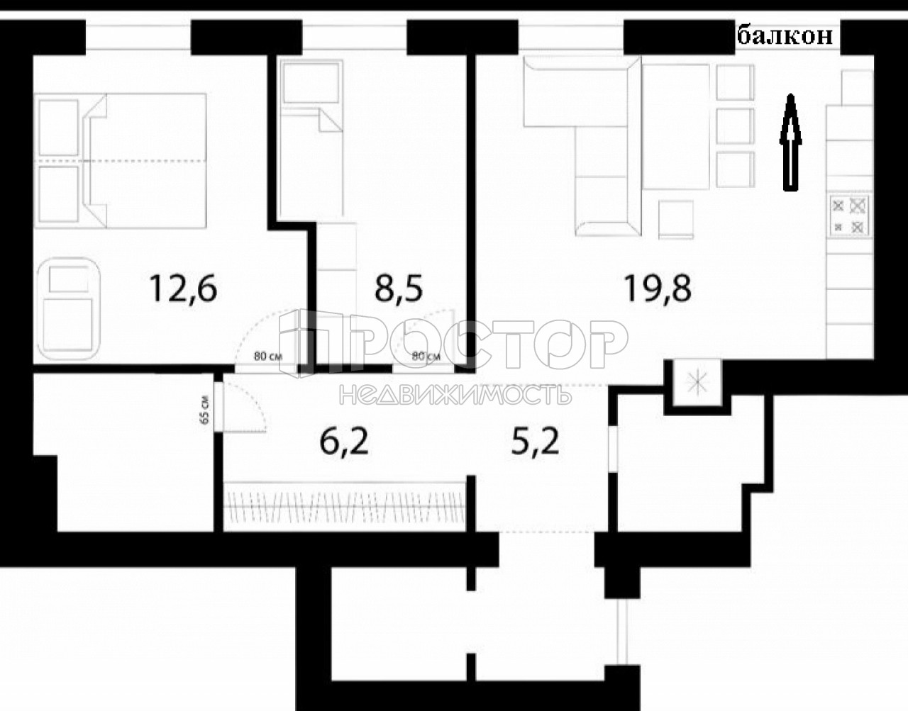 2-комнатная квартира, 65.2 м² - фото 23