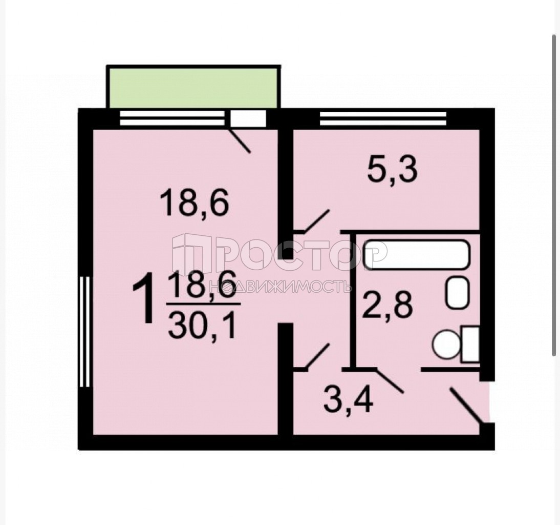 1-комнатная квартира, 31 м² - фото 8