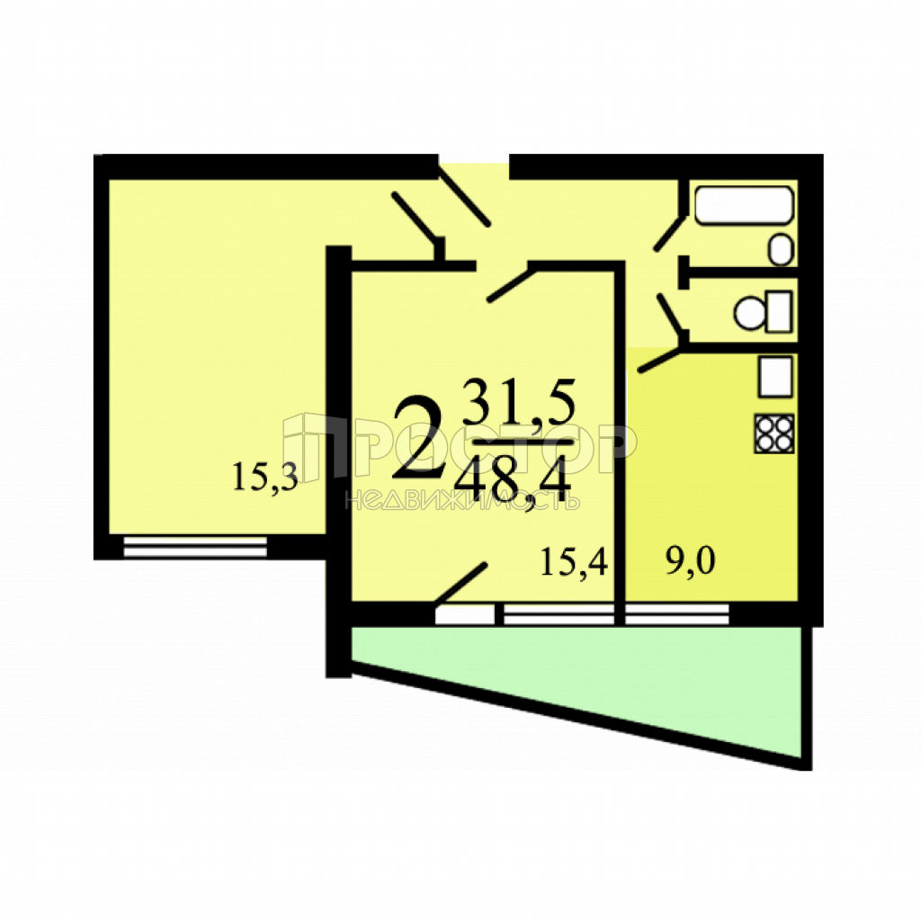 2-комнатная квартира, 48.4 м² - фото 9