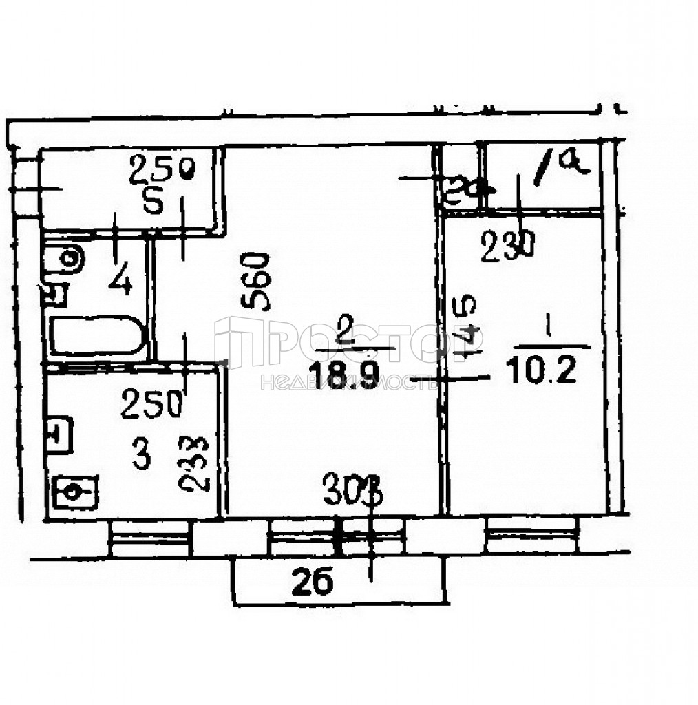 2-комнатная квартира, 43.7 м² - фото 2