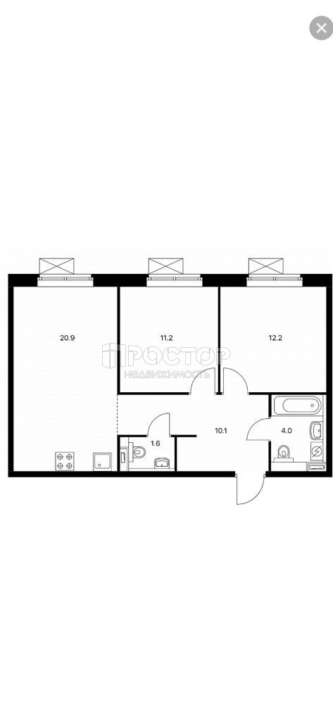 3-комнатная квартира, 59.7 м² - фото 12