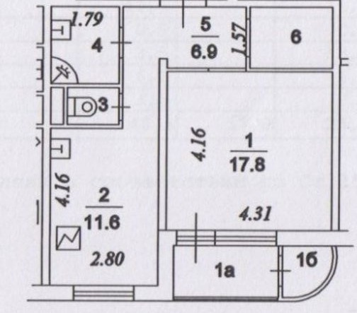 1-комнатная квартира, 45.3 м² - фото 9