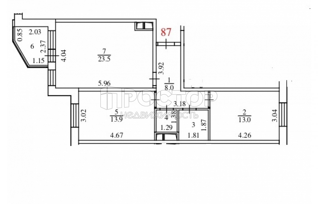 2-комнатная квартира, 65.9 м² - фото 3