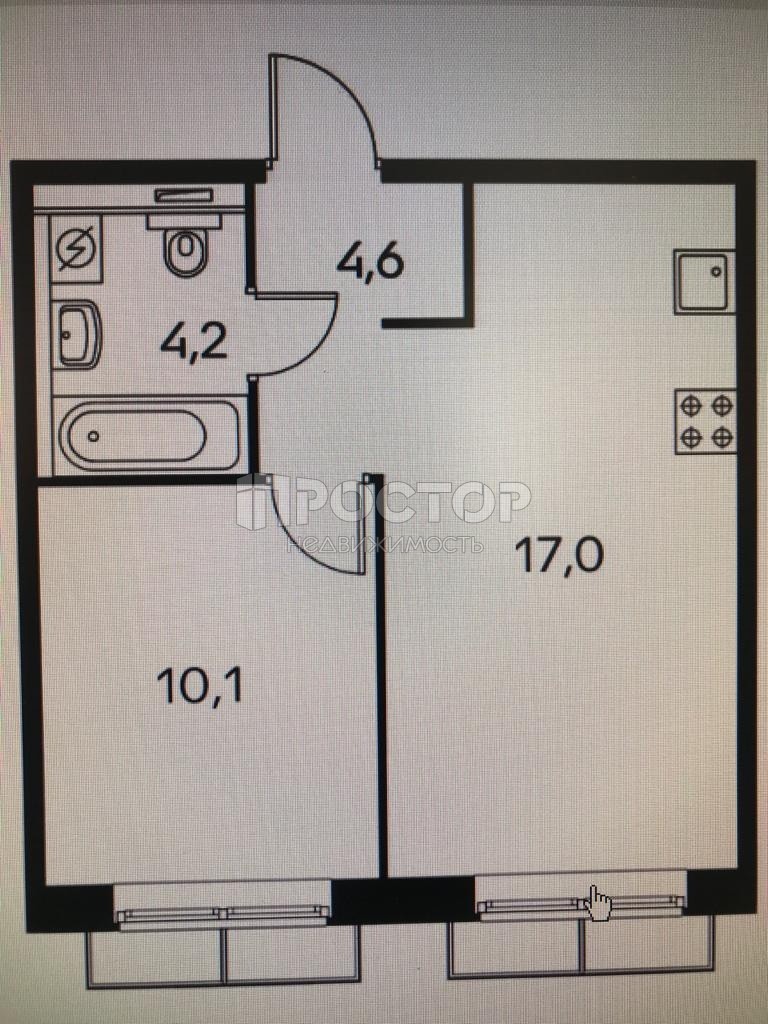 1-комнатная квартира, 35.8 м² - фото 10