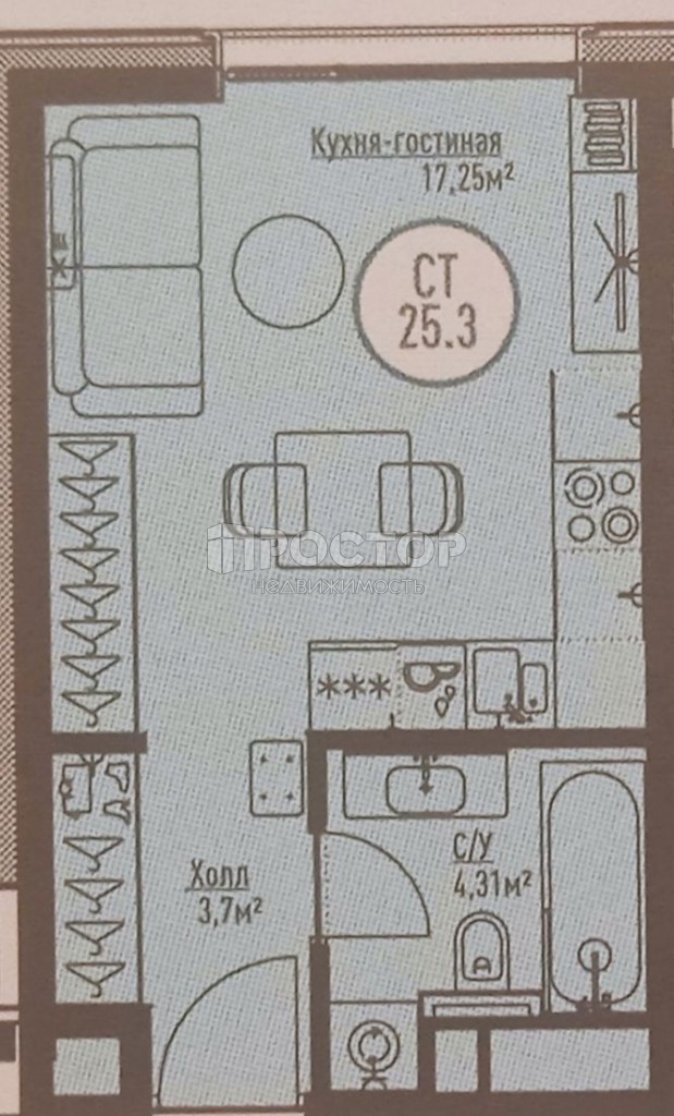 Студия, 25.5 м² - фото 7