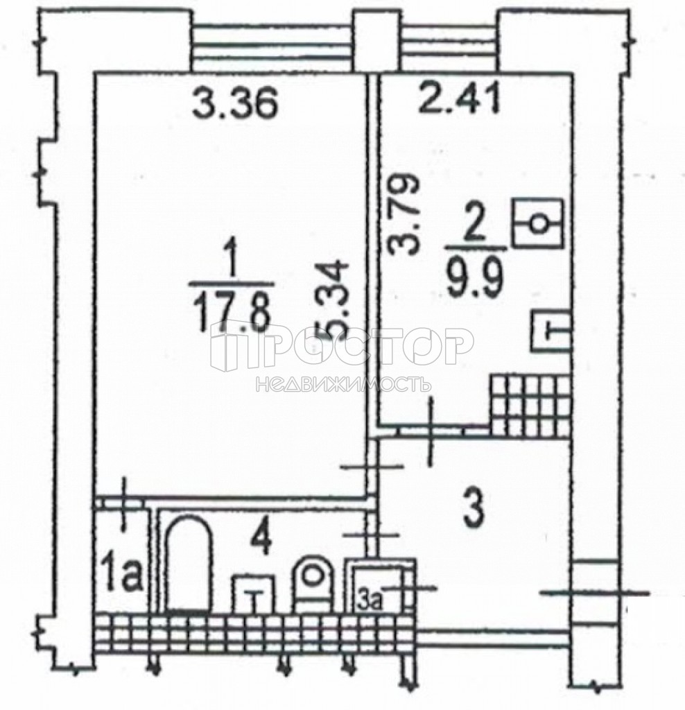 1-комнатная квартира, 40 м² - фото 22