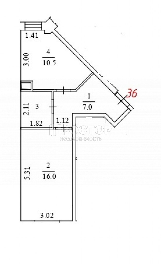 1-комнатная квартира, 38 м² - фото 3