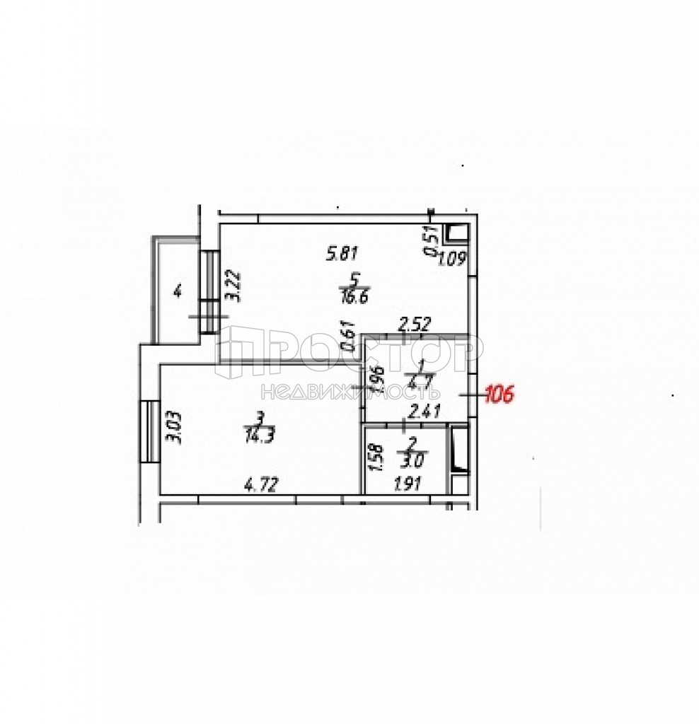 1-комнатная квартира, 38.6 м² - фото 5