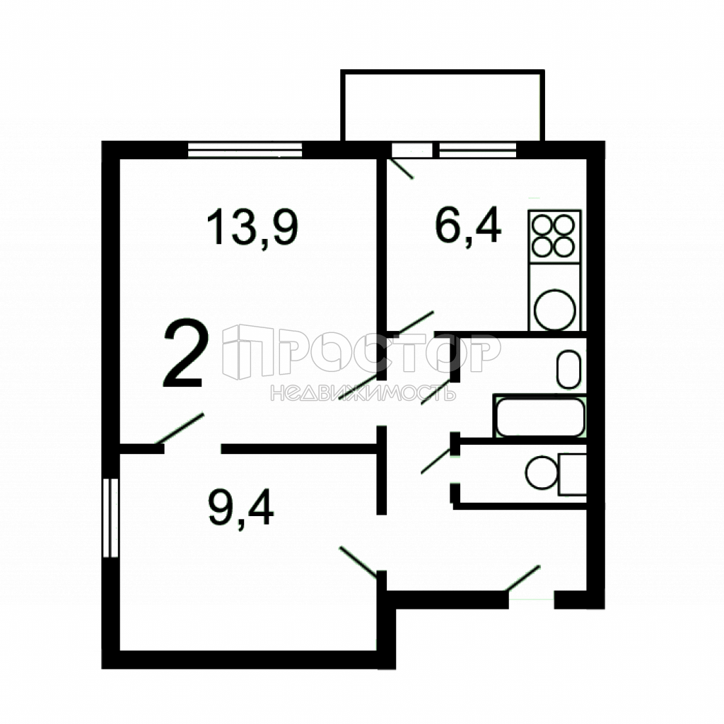 2-комнатная квартира, 39.4 м² - фото 5