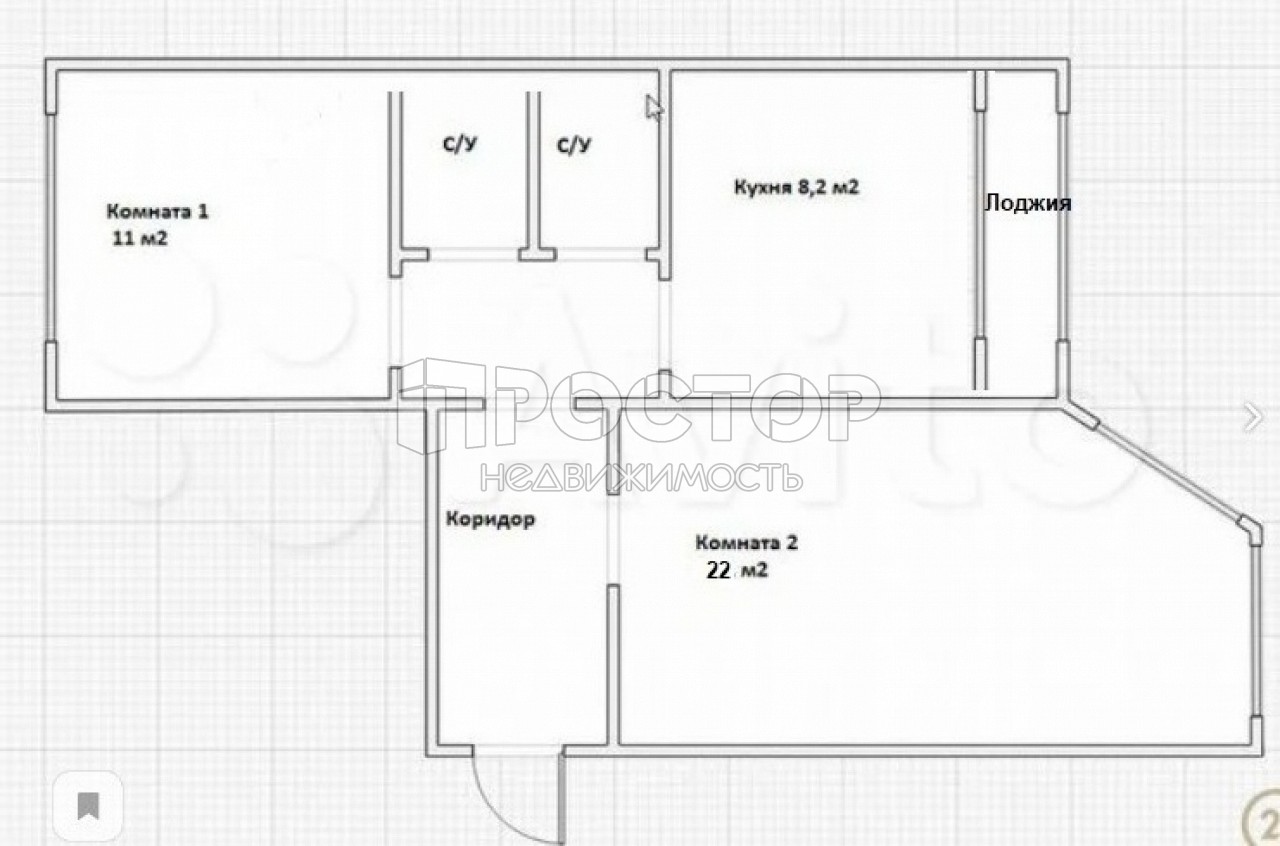 2-комнатная квартира, 57 м² - фото 16