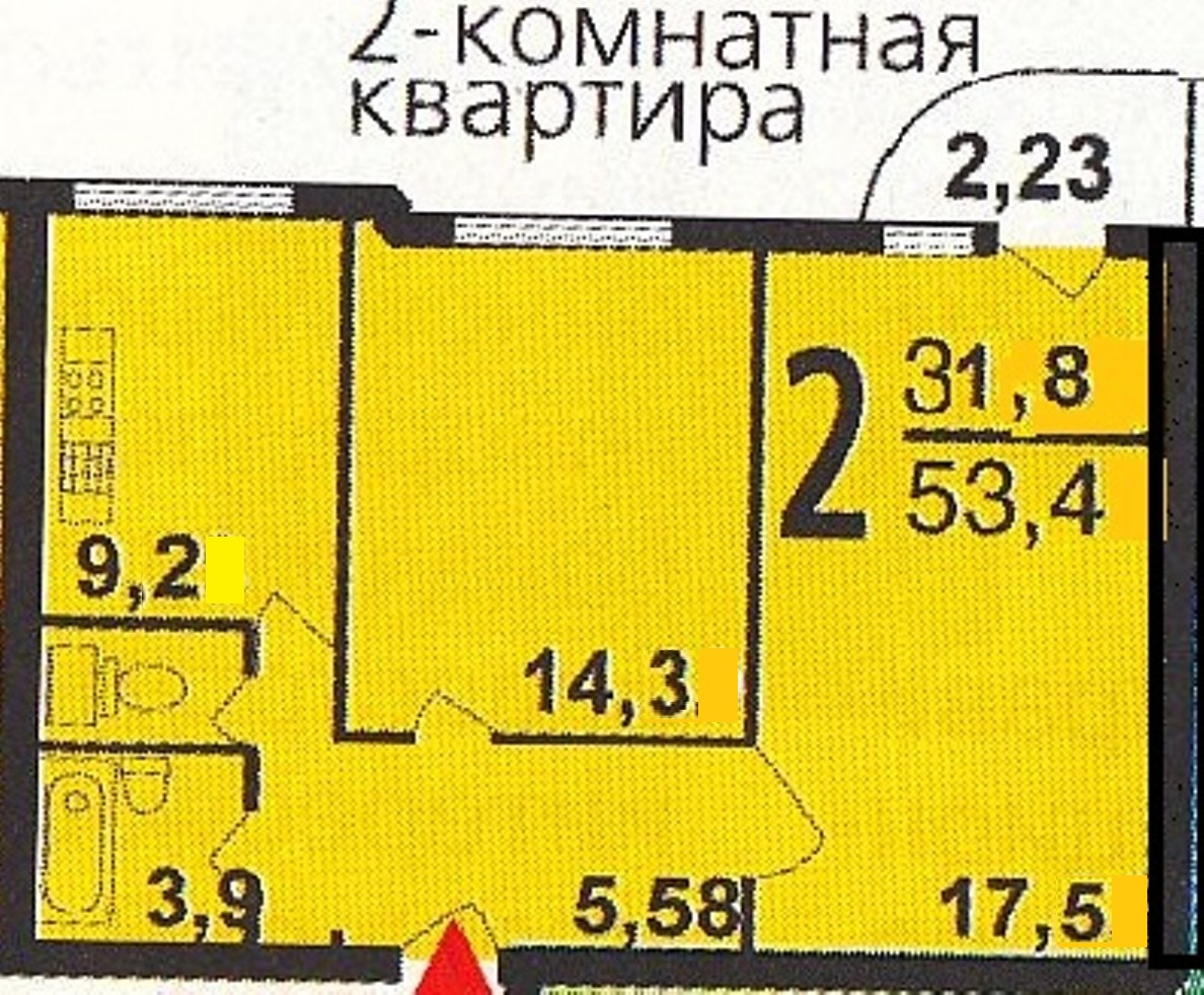 2-комнатная квартира, 53.4 м² - фото 5