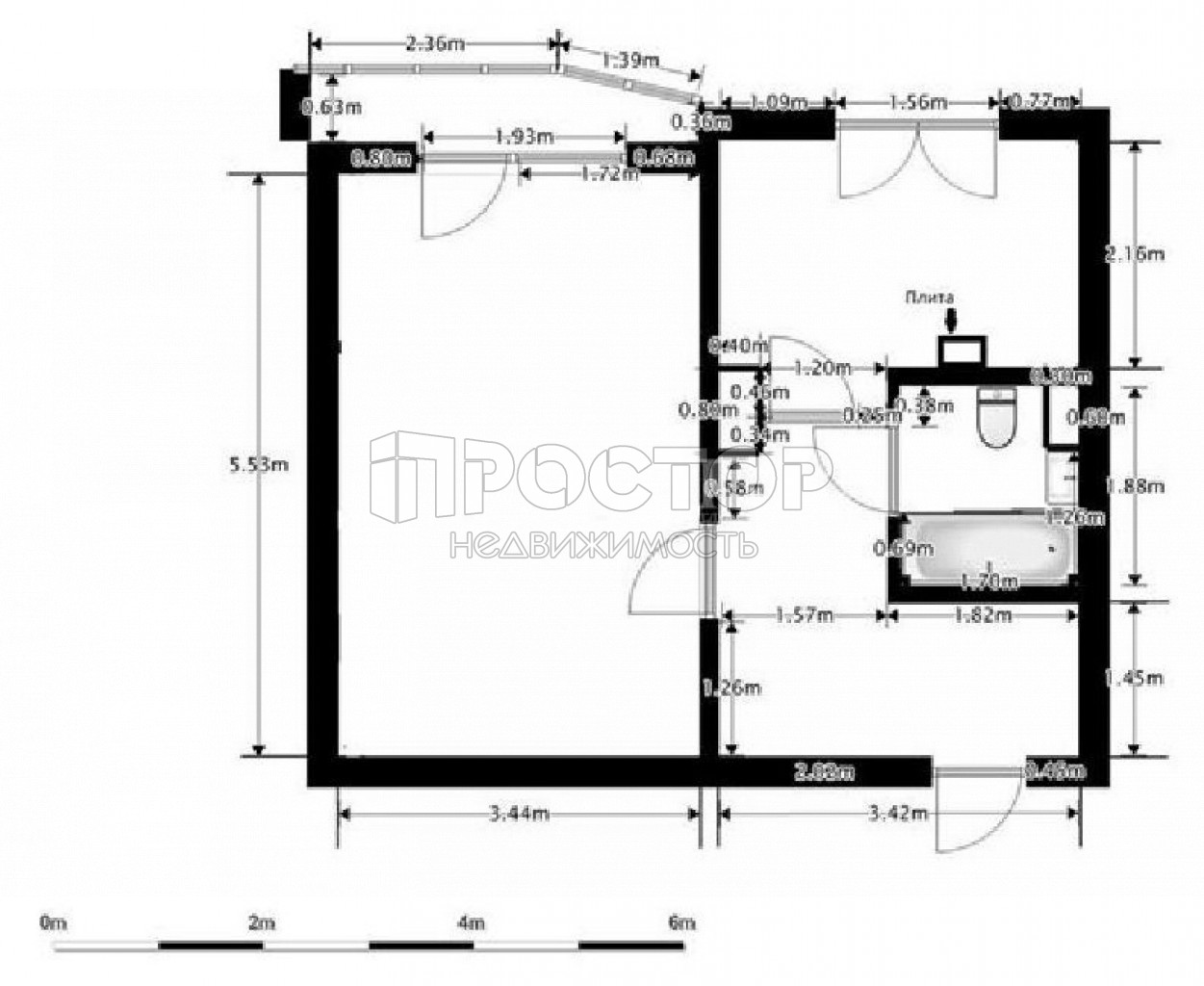 1-комнатная квартира, 39.5 м² - фото 18