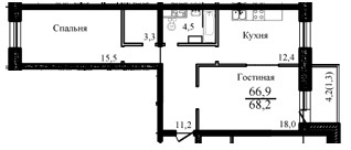2-комнатная квартира, 65 м² - фото 3