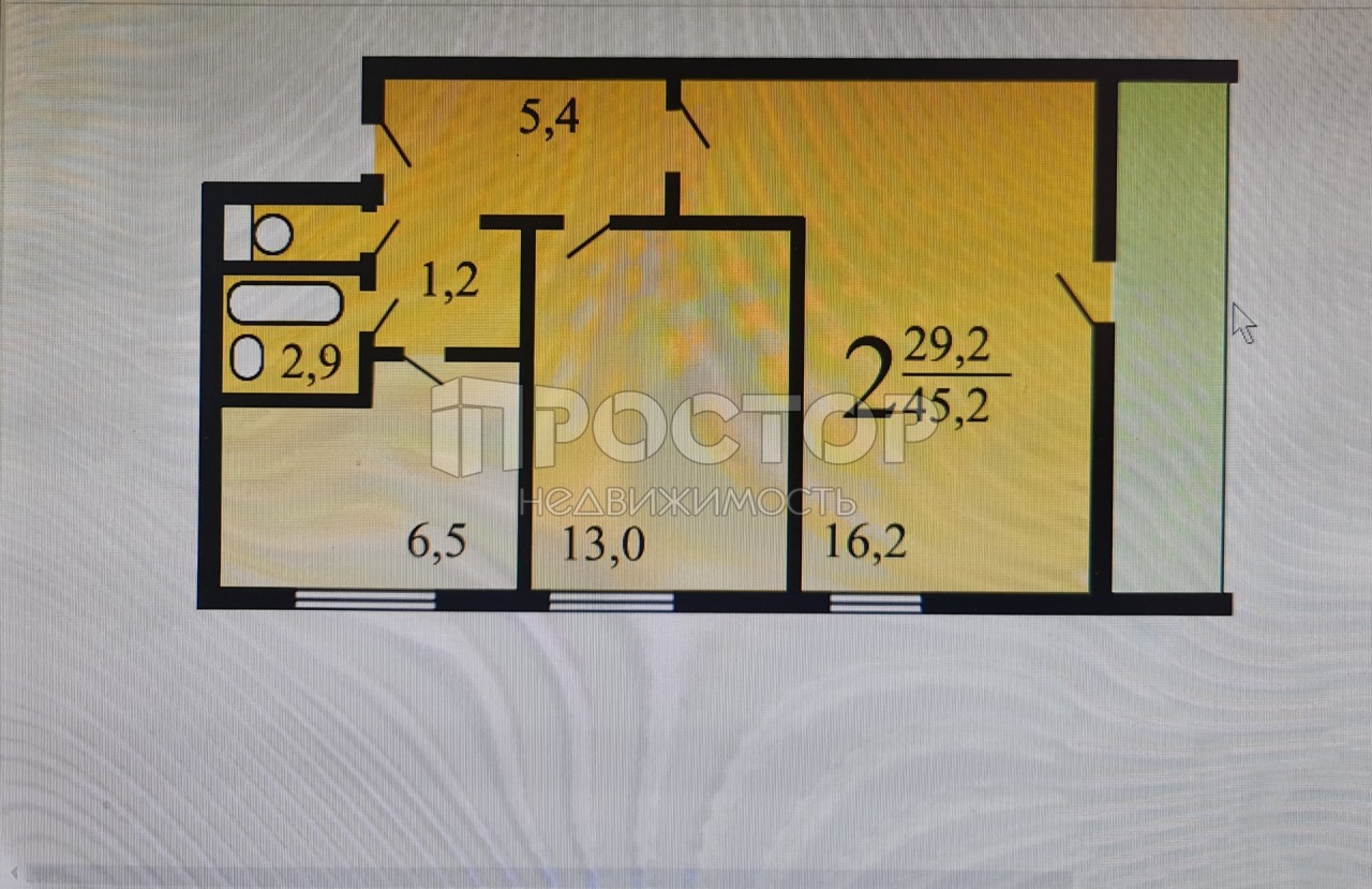2-комнатная квартира, 47.3 м² - фото 13