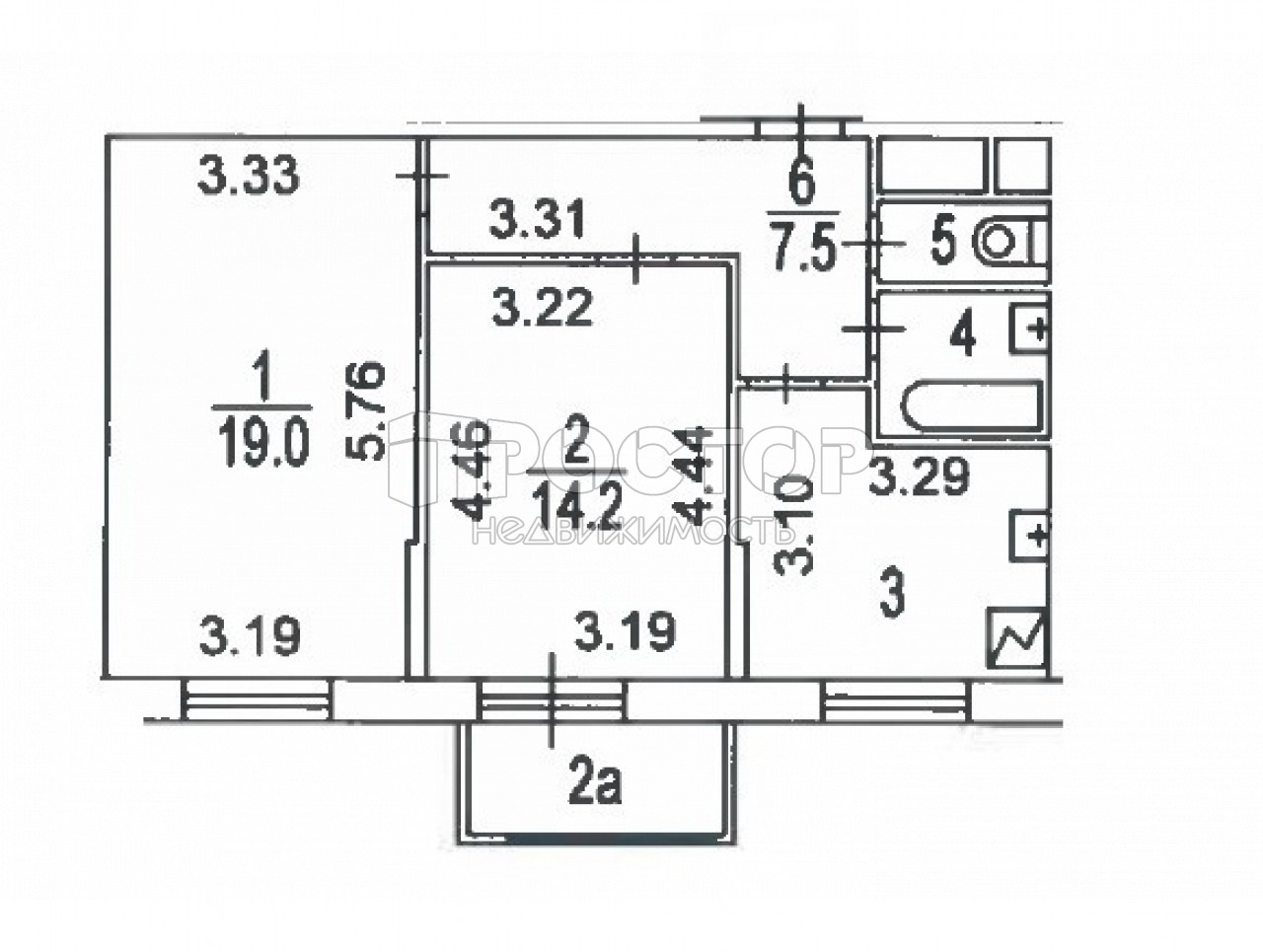 2-комнатная квартира, 57 м² - фото 11